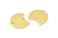 Brass Moon Charm, 12 Raw Brass Crescent Moon Charms With 2 Holes, Blanks (20x15x0.70mm) M808