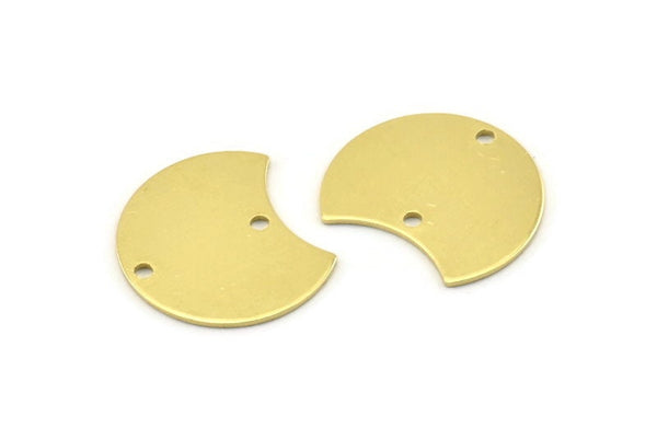 Brass Moon Charm, 12 Raw Brass Crescent Moon Charms With 2 Holes, Blanks (20x15x0.70mm) M808