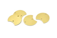 Brass Moon Charm, 12 Raw Brass Crescent Moon Charms With 2 Holes, Blanks (20x15x0.70mm) M808