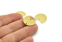 Brass Moon Charm, 12 Raw Brass Crescent Moon Charms With 2 Holes, Blanks (20x15x0.70mm) M808