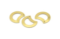 Brass Moon Charm, 12 Raw Brass Crescent Moon Charms With 1 Hole, Blanks (20x15x0.70mm) M778