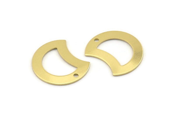 Brass Moon Charm, 12 Raw Brass Crescent Moon Charms With 1 Hole, Blanks (20x15x0.70mm) M780