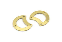 Brass Moon Charm, 12 Raw Brass Crescent Moon Charms With 3 Holes, Blanks (20x15x0.70mm) M785