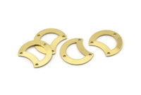 Brass Moon Charm, 12 Raw Brass Crescent Moon Charms With 3 Holes, Blanks (20x15x0.70mm) M785