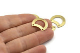 Brass Moon Charm, 12 Raw Brass Crescent Moon Charms With 3 Holes, Blanks (20x15x0.70mm) M785