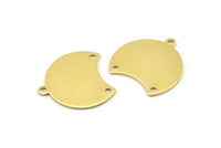 Brass Moon Charm, 12 Raw Brass Crescent Moon Charms With 1 Loop And 2 Holes, Blanks (20x17x0.70mm) M793