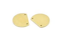 Semi Circle Charm, 12 Raw Brass Half Moon Blanks With 2 Holes (18x14x0.90mm) M984