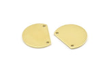 Semi Circle Charm, 12 Raw Brass Half Moon Blanks With 2 Holes (18x14x0.90mm) M984