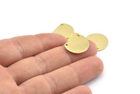 Semi Circle Charm, 12 Raw Brass Half Moon Blanks With 2 Holes (18x14x0.90mm) M984
