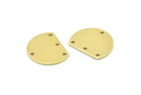 Semi Circle Charm, 12 Raw Brass Half Moon Blanks With 4 Holes (18x14x0.90mm) M988