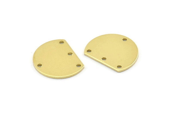 Semi Circle Charm, 12 Raw Brass Half Moon Blanks With 4 Holes (18x14x0.90mm) M988