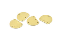 Semi Circle Charm, 12 Raw Brass Half Moon Blanks With 4 Holes (18x14x0.90mm) M988
