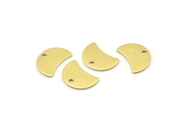 Brass Moon Charm, 12 Raw Brass Crescent Moon Charms With 1 Hole, Blanks (13x8x0.70mm) M798