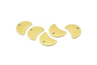 Brass Moon Charm, 12 Raw Brass Crescent Moon Charms With 1 Hole, Blanks (13x8x0.70mm) M798