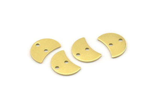 Brass Moon Charm, 12 Raw Brass Crescent Moon Charms With 2 Holes, Blanks (13x8x0.70mm) M799