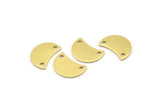 Brass Moon Charm, 12 Raw Brass Crescent Moon Charms With 2 Holes, Blanks (13x8x0.70mm) M800