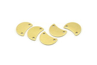 Brass Moon Charm, 12 Raw Brass Crescent Moon Charms With 2 Holes, Blanks (13x8x0.70mm) M800