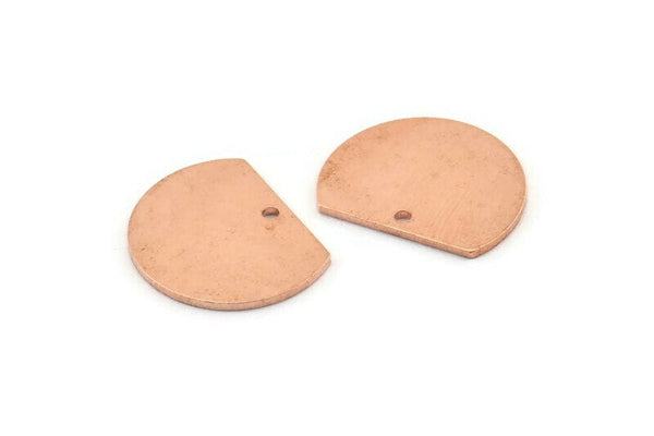 Yarım Daire Charm, 1 Delikli 10 Ham Bakır Yarım Ay Boşluğu (18x14x0,90 mm) M974