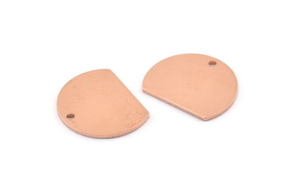 Yarım Daire Charm, 1 Delikli 10 Ham Bakır Yarım Ay Boşluğu (18x14x0,90 mm) M975
