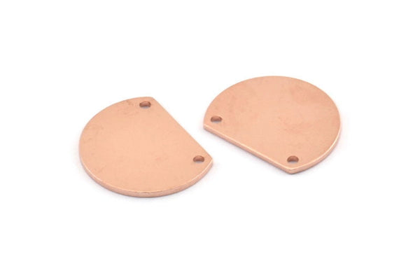 Yarım Daire Charm, 2 Delikli 10 Ham Bakır Yarım Ay Boşluğu (18x14x0,90 mm) M976
