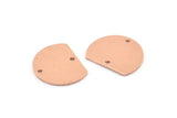 Semi Circle Charm, 10 Raw Copper Half Moon Blanks With 2 Holes (18x14x0.90mm) M977