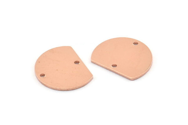 Semi Circle Charm, 10 Raw Copper Half Moon Blanks With 2 Holes (18x14x0.90mm) M977