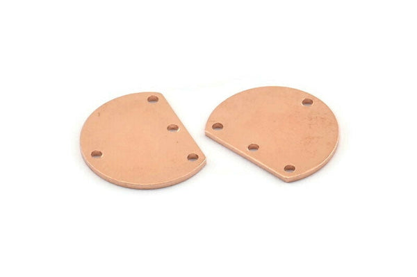 Yarım Daire Charm, 4 Delikli 10 Ham Bakır Yarım Ay Boşluğu (18x14x0,90 mm) M979