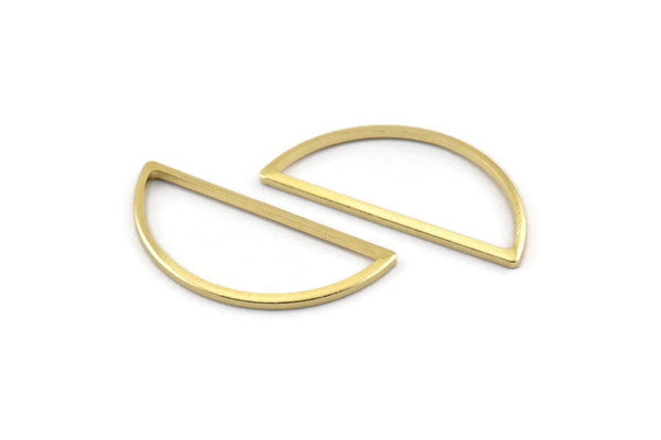 Brass Half Moon, 25 Raw Brass Semi Circle Connectors (12x26x1mm) A1709