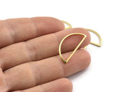 Brass Half Moon, 25 Raw Brass Semi Circle Connectors (12x26x1mm) A1709