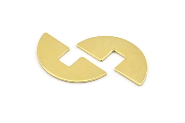 Semi Circle Blank, 12 Raw Brass Semi Circle Blanks, Geometric Blanks, Findings (31x14x0.90mm) M821