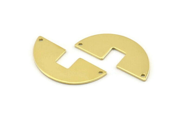Semi Circle Charm, 12 Raw Brass Semi Circle Blanks, Geometric Blanks, Semi Circle Charms With 2 Holes (31x14x0.90mm) M814