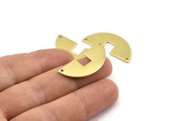 Semi Circle Charm, 12 Raw Brass Semi Circle Blanks, Geometric Blanks, Semi Circle Charms With 2 Holes (31x14x0.90mm) M814