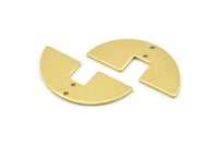 Yarım Daire Charm, 12 Ham Pirinç Yarım Daire Boşluğu, Geometrik Boşluklar, 2 Delikli Yarım Daire Charmlar (31x14x0,90 mm) M815