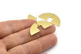 Yarım Daire Charm, 12 Ham Pirinç Yarım Daire Boşluğu, Geometrik Boşluklar, 2 Delikli Yarım Daire Charmlar (31x14x0,90 mm) M815