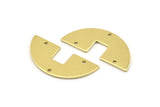 Semi Circle Charm, 12 Raw Brass Semi Circle Blanks, Geometric Blanks, Semi Circle Charms With 3 Holes (31x14x0.90mm) M816
