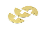 Semi Circle Charm, 12 Raw Brass Semi Circle Blanks, Geometric Blanks, Semi Circle Charms With 3 Holes (31x14x0.90mm) M816