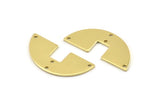 Semi Circle Charm, 12 Raw Brass Semi Circle Blanks, Geometric Blanks, Semi Circle Charms With 4 Holes (31x14x0.90mm) M818