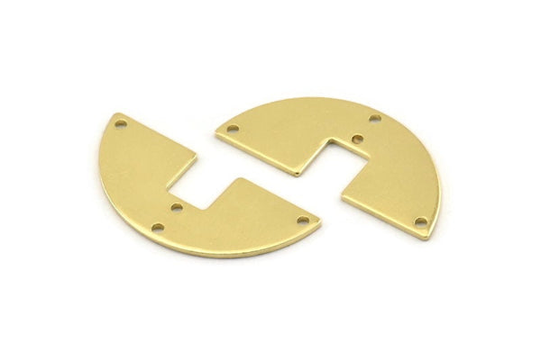 Yarım Daire Charm, 12 Ham Pirinç Yarım Daire Boşluğu, Geometrik Boşluklar, 4 Delikli Yarım Daire Charmlar (31x14x0,90 mm) M818
