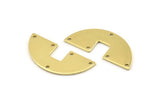 Semi Circle Charm, 12 Raw Brass Semi Circle Blanks, Geometric Blanks, Semi Circle Charms With 5 Holes (31x14x0.90mm) M819