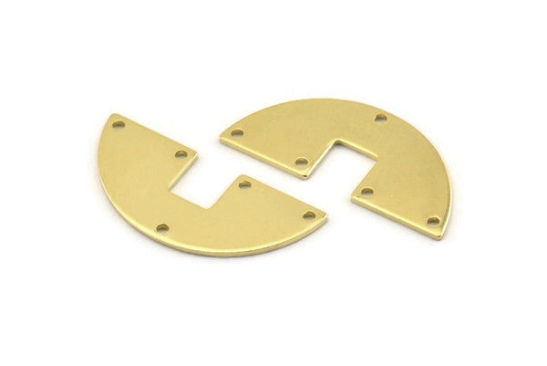 Yarım Daire Charm, 12 Ham Pirinç Yarım Daire Boşluğu, Geometrik Boşluklar, 5 Delikli Yarım Daire Charmlar (31x14x0,90 mm) M819