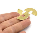 Semi Circle Charm, 12 Raw Brass Semi Circle Blanks, Geometric Blanks, Semi Circle Charms With 5 Holes (31x14x0.90mm) M819