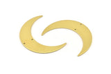 Brass Moon Charm, 6 Raw Brass Crescent Moon Charms With 2 Holes (46x11x0.80mm) M832