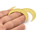 Brass Moon Charm, 6 Raw Brass Crescent Moon Charms With 2 Holes (46x11x0.80mm) M832