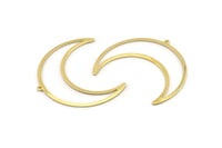Brass Moon Charm, 6 Raw Brass Crescent Moon Charms With 1 Loop (50x17x0.80mm) M844
