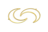 Brass Moon Charm, 6 Raw Brass Crescent Moon Charms With 1 Loop (50x17x0.80mm) M844