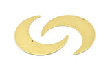 Brass Moon Charm, 4 Raw Brass Crescent Moon Charms With 2 Holes, Stamping Blanks (50x15x0.90mm) M837