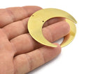 Brass Moon Charm, 4 Raw Brass Crescent Moon Charms With 2 Holes, Stamping Blanks (50x15x0.90mm) M837
