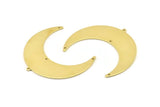 Brass Moon Charm, 4 Raw Brass Crescent Moon Charms With 1 Loop And 3 Holes, Stamping Blanks (50x17x0.90mm) M825
