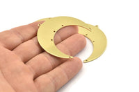 Brass Moon Charm, 4 Raw Brass Crescent Moon Charms With 1 Loop And 5 Holes, Stamping Blanks (50x17x0.90mm) M827