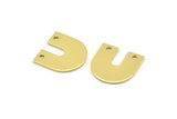 Brass U Shape Charm, 24 Raw Brass U Shaped Charms With 2 Holes, Blank (15x0.80mm) M828